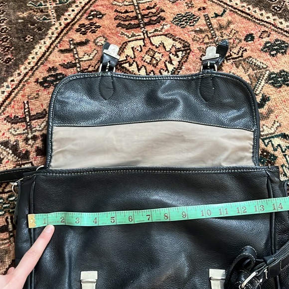 Roots Black Leather Satchel Briefcase School Laptop Bag - Picture 14 of 16